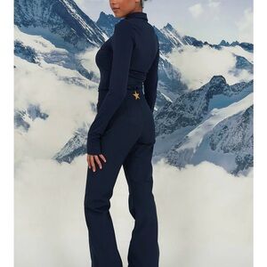 Navy High-Rise Wide Leg Jumpsuit Pants